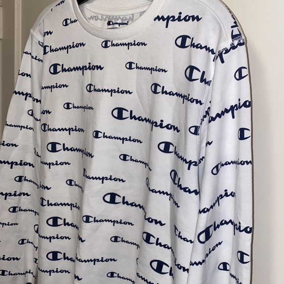 Champion XL White Sweatshirt Long Sleeve Logo Print - Picture 12 of 14